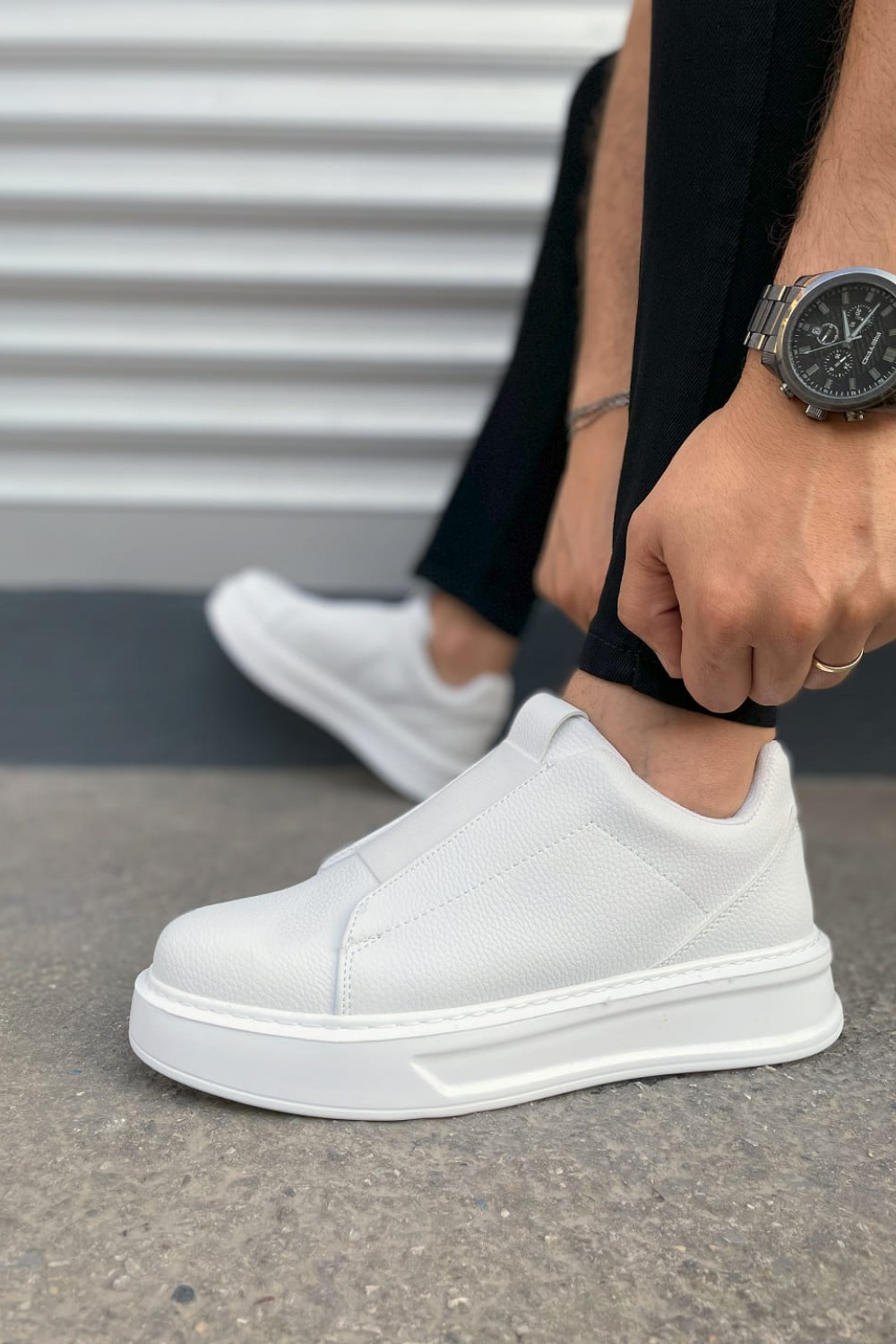 JY007 Alba Bağcıksız Cilt Erkek Günlük Sneaker Ayakkabı CBT Beyaz JY007 Alba Bağcıksız Cilt Erkek Günlük Sneaker Ayakkabı CBT Beyaz