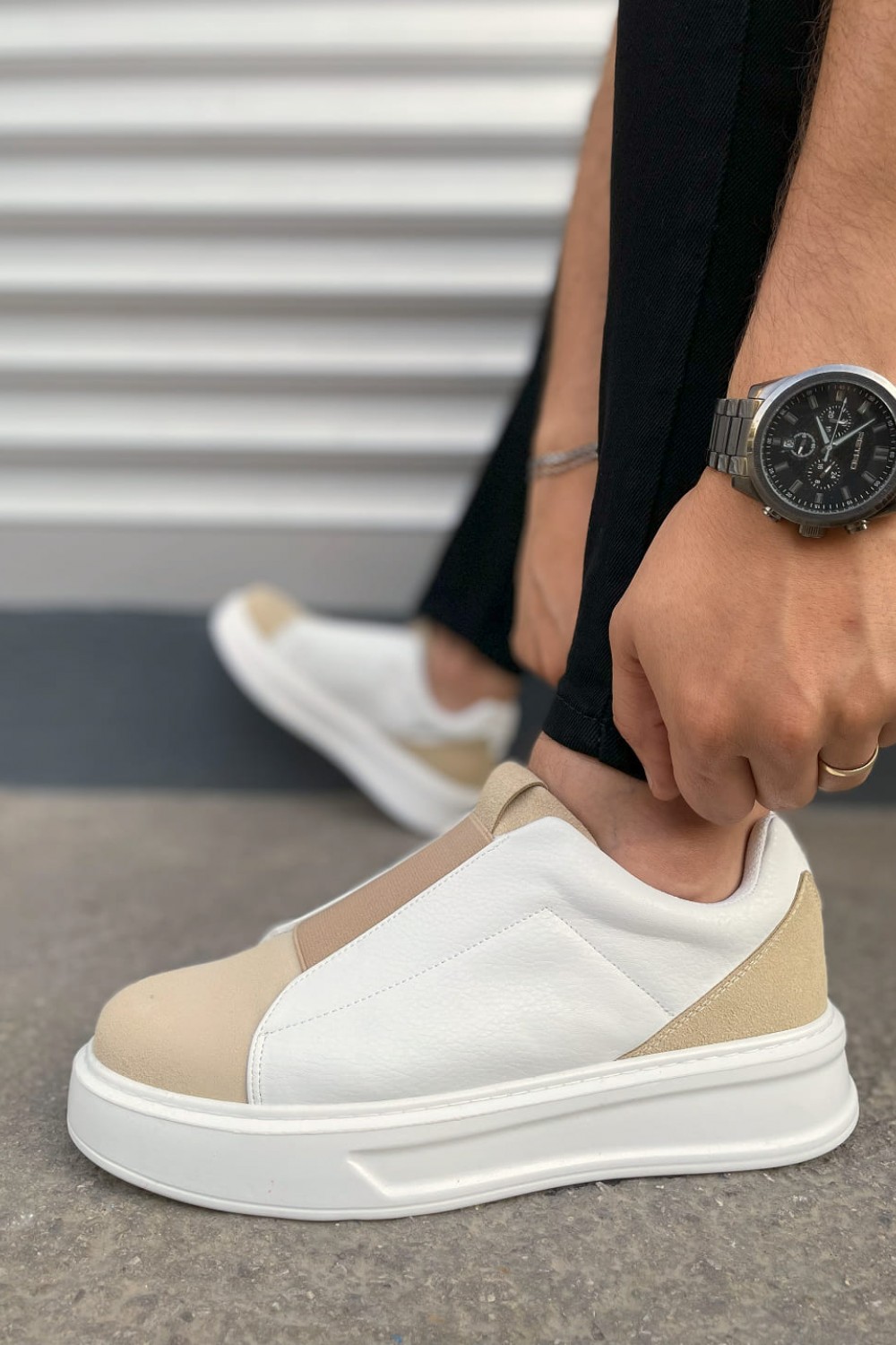 JY007 Alba Bağcıksız Süet Cilt Erkek Günlük Sneaker Ayakkabı SCBT Bej/Beyaz JY007 Alba Bağcıksız Süet Cilt Erkek Günlük Sneaker Ayakkabı SCBT Bej/Beyaz