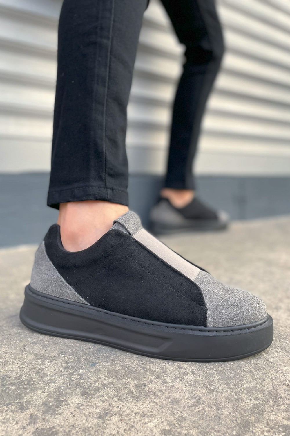 JY007 Alba Bağcıksız Süet Erkek Günlük Sneaker Ayakkabı SST Gri/Siyah JY007 Alba Bağcıksız Süet Erkek Günlük Sneaker Ayakkabı SST Gri/Siyah