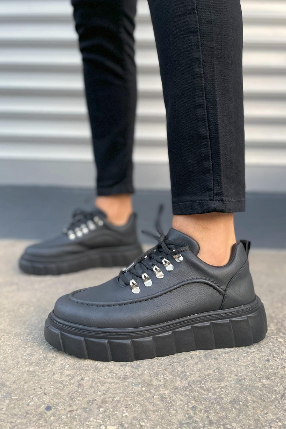 JY010 Cloud Bağcıklı Cilt Erkek Günlük Sneaker Ayakkabı CST - Siyah JY010 Cloud Bağcıklı Cilt Erkek Günlük Sneaker Ayakkabı CST - Siyah
