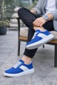 JY011 Line Erkek Günlük Bağcıklı Süet Spor Sneaker Ayakkabı SBT - Mavi/Beyaz - XML Bayilik ve Dropshipping