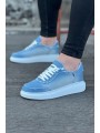 JY018 Dexo Erkek Günlük Bağcıklı Kot Kumaş Spor Sneaker Ayakkabı TBT - Mavi
