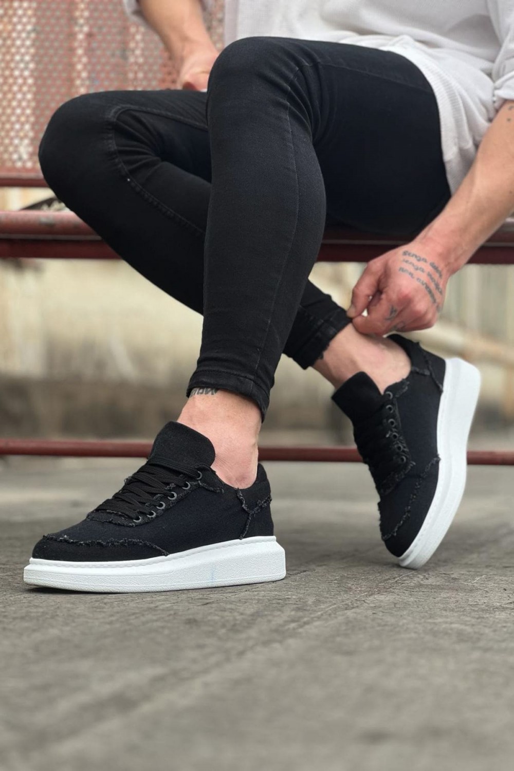 JY018 Dexo Erkek Günlük Bağcıklı Kot Kumaş Spor Sneaker Ayakkabı TBT - Siyah JY018 Dexo Erkek Günlük Bağcıklı Kot Kumaş Spor Sneaker Ayakkabı TBT - Siyah
