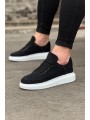 JY018 Dexo Erkek Günlük Bağcıklı Kot Kumaş Spor Sneaker Ayakkabı TBT - Siyah