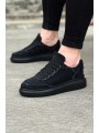 JY018 Dexo Erkek Günlük Bağcıklı Kot Kumaş Spor Sneaker Ayakkabı TST - Siyah