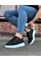 JY026 Astor Erkek Günlük Lastikli Cilt Spor Sneaker Ayakkabı CBT - Siyah