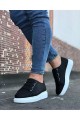 JY026 Astor Erkek Günlük Lastikli Cilt Spor Sneaker Ayakkabı CBT - Siyah