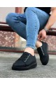 JY026 Astor Erkek Günlük Lastikli Cilt Spor Sneaker Ayakkabı CST - Siyah