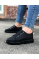 JY026 Astor Erkek Günlük Lastikli Cilt Spor Sneaker Ayakkabı CST - Siyah
