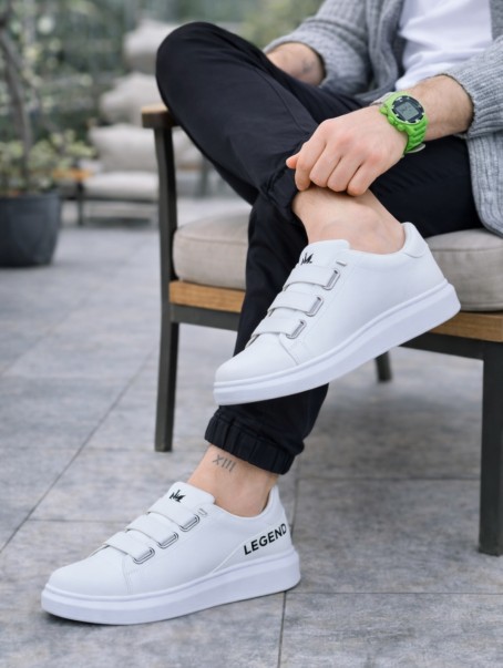 JY029 Mono Bağcıksız 3 Bantlı Lastikli Legend Cilt Erkek Günlük Sneaker Ayakkabı CBT - Beyaz JY029 Mono Bağcıksız 3 Bantlı Lastikli Legend Cilt Erkek Günlük Sneaker Ayakkabı CBT - Beyaz