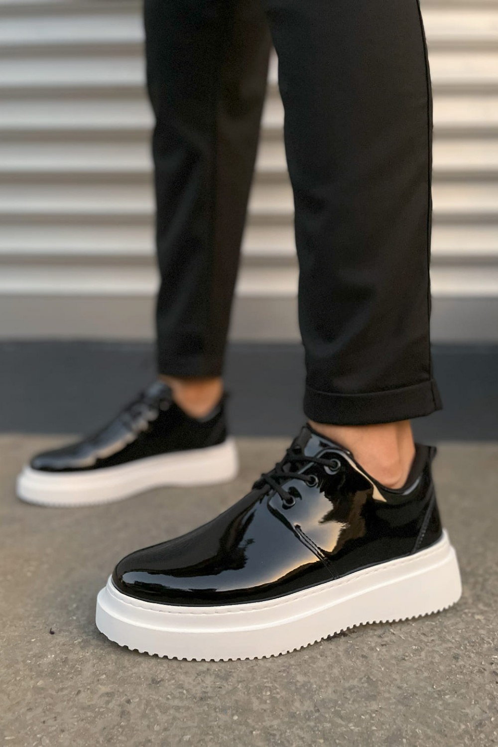 JY03 Luxor Bağcıklı Rugan Erkek Günlük Spor Klasik Ayakkabı RBT - Siyah - XML Bayilik ve Dropshipping