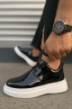 JY03 Luxor Bağcıklı Rugan Erkek Günlük Spor Klasik Ayakkabı RBT - Siyah - XML Bayilik ve Dropshipping