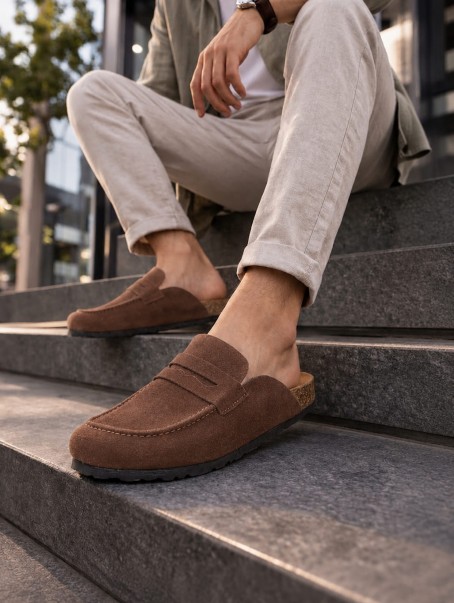 JY0456 Rayn Bağcıksız Hakiki Süet Deri Erkek Günlük Mantar Taban Loafer Klasik Ayakkabı HDMT - Kahve JY0456 Rayn Bağcıksız Hakiki Süet Deri Erkek Günlük Mantar Taban Loafer Klasik Ayakkabı HDMT - Kahve