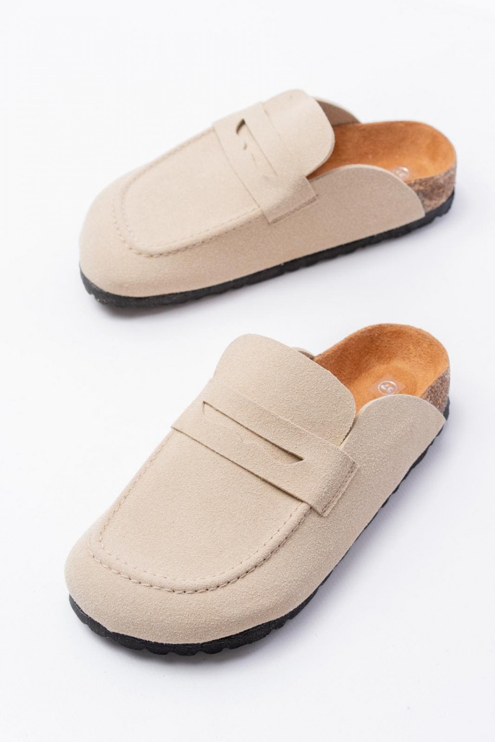 JY0456 Rayn Bağcıksız Hakiki Süet Deri Erkek Günlük Mantar Taban Loafer Klasik Ayakkabı HDMT - Krem - XML Bayilik ve Dropshipping