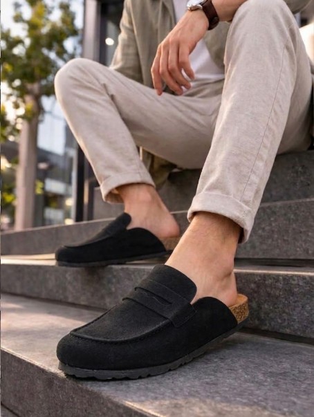 JY0456 Rayn Bağcıksız Hakiki Süet Deri Erkek Günlük Mantar Taban Loafer Klasik Ayakkabı HDMT - Siyah JY0456 Rayn Bağcıksız Hakiki Süet Deri Erkek Günlük Mantar Taban Loafer Klasik Ayakkabı HDMT - Siyah