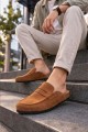 JY0456 Rayn Bağcıksız Hakiki Süet Deri Erkek Günlük Mantar Taban Loafer Klasik Ayakkabı HDMT - Taba - XML Bayilik ve Dropshipping