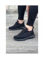 JY063 Rivalo Erkek Günlük Bağcıklı Triko Süet Spor Sneaker Ayakkabı TSST - Siyah