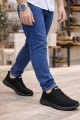 JY063 Rivo Erkek Günlük Bağcıklı Triko Süet Spor Sneaker Ayakkabı TSST - Siyah - XML Bayilik ve Dropshipping