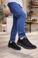 JY063 Rivo Erkek Günlük Bağcıklı Triko Süet Spor Sneaker Ayakkabı TSST - Siyah - XML Bayilik ve Dropshipping