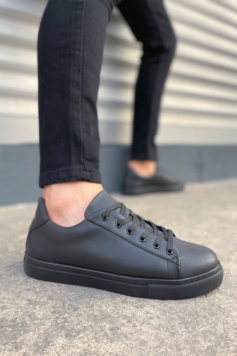 JY122 Mode Bağcıklı Cilt Erkek Günlük Sneaker Ayakkabı CST - Siyah JY122 Mode Bağcıklı Cilt Erkek Günlük Sneaker Ayakkabı CST - Siyah