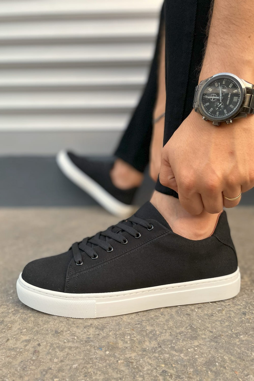 JY122 Mode Bağcıklı Süet Erkek Günlük Sneaker Ayakkabı SBT - Siyah JY122 Mode Bağcıklı Süet Erkek Günlük Sneaker Ayakkabı SBT - Siyah