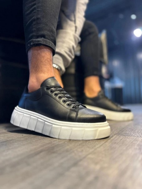 JY144 Volt Bağcıklı Cilt Erkek Günlük Sneaker Yüksek Taban Ayakkabı CBT Siyah JY144 Volt Bağcıklı Cilt Erkek Günlük Sneaker Yüksek Taban Ayakkabı CBT Siyah