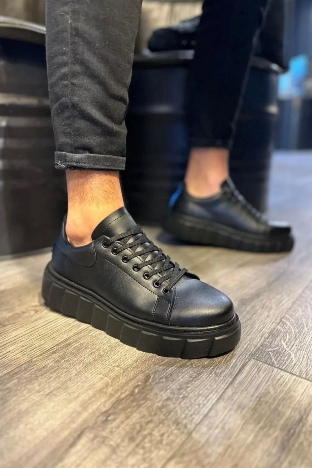 JY144 Volt Bağcıklı Cilt Erkek Günlük Sneaker Yüksek Taban Ayakkabı CST Siyah JY144 Volt Bağcıklı Cilt Erkek Günlük Sneaker Yüksek Taban Ayakkabı CST Siyah