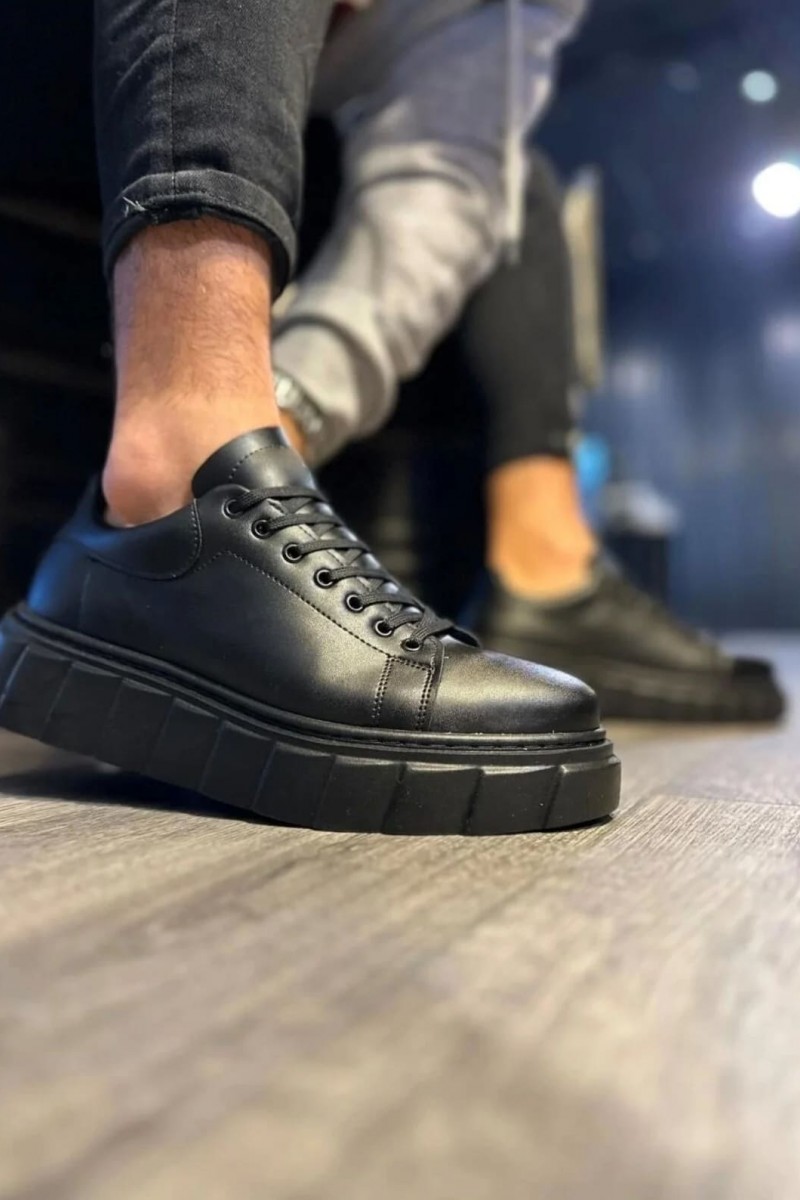 JY144 Volt Bağcıklı Cilt Erkek Günlük Sneaker Yüksek Taban Ayakkabı CST Siyah JY144 Volt Bağcıklı Cilt Erkek Günlük Sneaker Yüksek Taban Ayakkabı CST Siyah