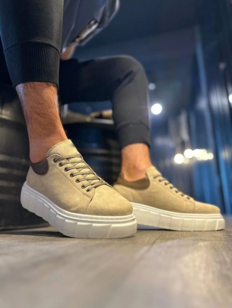 JY144 Volt Bağcıklı Süet Erkek Günlük Sneaker Yüksek Taban Ayakkabı SBT Krem JY144 Volt Bağcıklı Süet Erkek Günlük Sneaker Yüksek Taban Ayakkabı SBT Krem