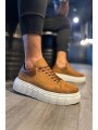 JY144 Volt Bağcıklı Süet Erkek Günlük Sneaker Yüksek Taban Ayakkabı SBT Taba