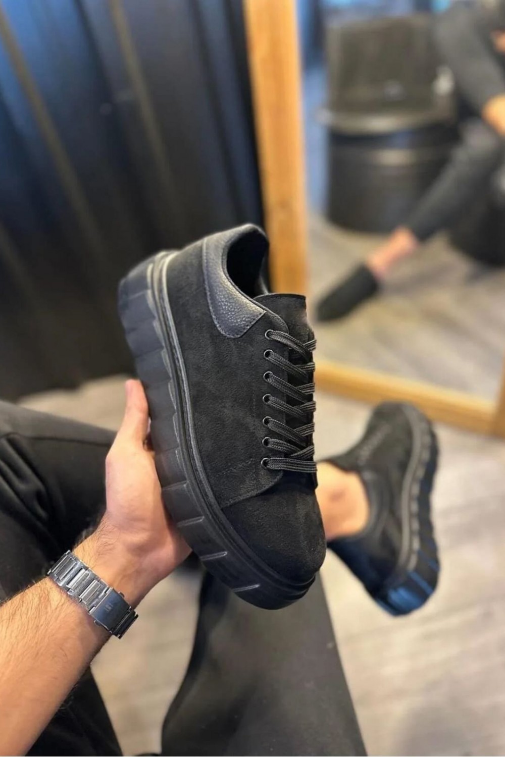 JY144 Volt Bağcıklı Süet Erkek Günlük Sneaker Yüksek Taban Ayakkabı SST Siyah JY144 Volt Bağcıklı Süet Erkek Günlük Sneaker Yüksek Taban Ayakkabı SST Siyah