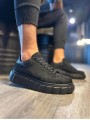 JY144 Volt Bağcıklı Süet Erkek Günlük Sneaker Yüksek Taban Ayakkabı SST Siyah