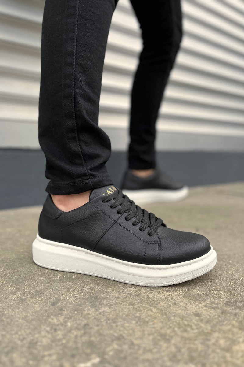 JY151 Boost Bağcıklı Cilt Erkek Günlük Sneaker Ayakkabı CBT - Siyah