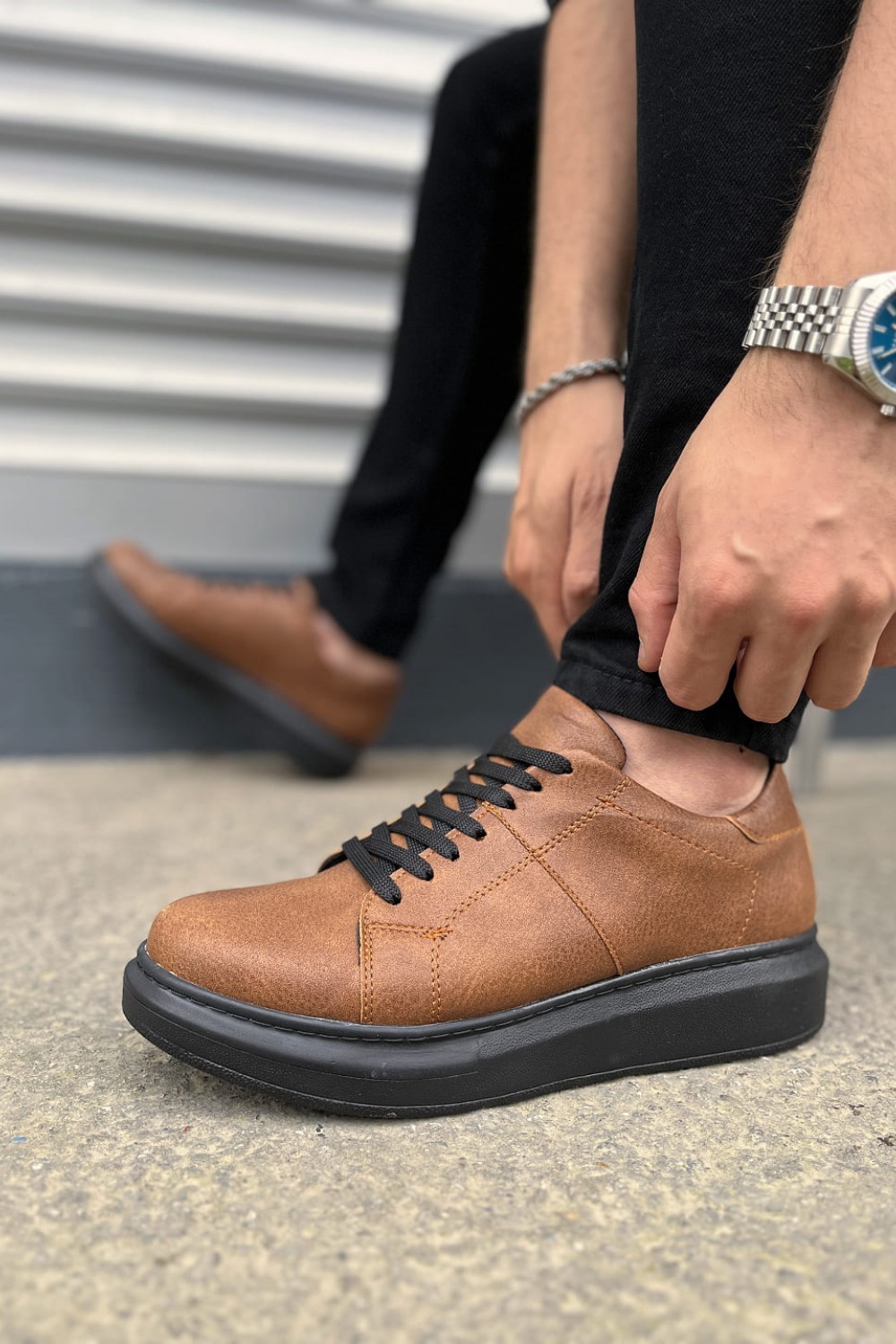 JY151 Boost Bağcıklı Cilt Erkek Günlük Sneaker Ayakkabı CST - Taba JY151 Boost Bağcıklı Cilt Erkek Günlük Sneaker Ayakkabı CST - Taba