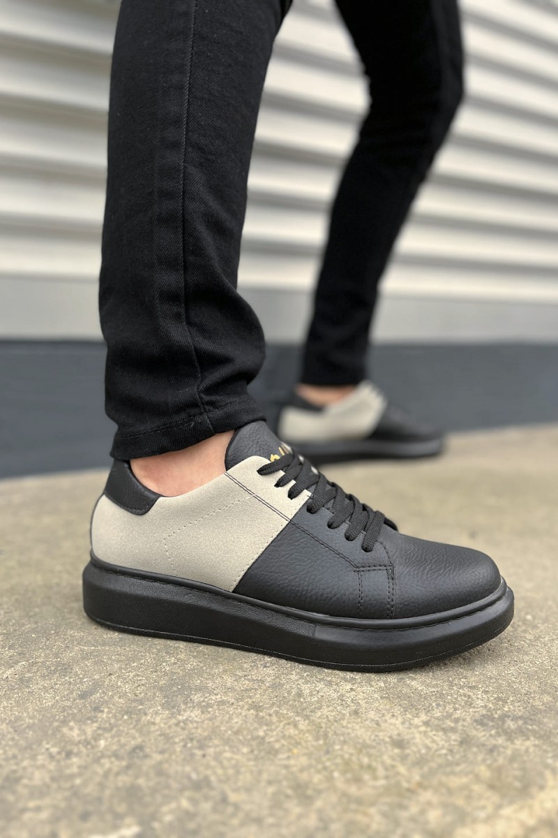 JY151 Boost Bağcıklı Cilt Süet Erkek Günlük Sneaker Ayakkabı CSST - Siyah/Gri