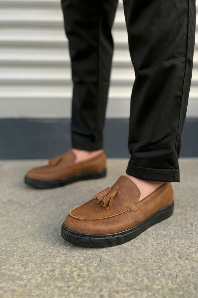 JY153 Bloom Bağcıksız Püsküllü Cilt Erkek Günlük Spor Klasik Ayakkabı CST - Taba