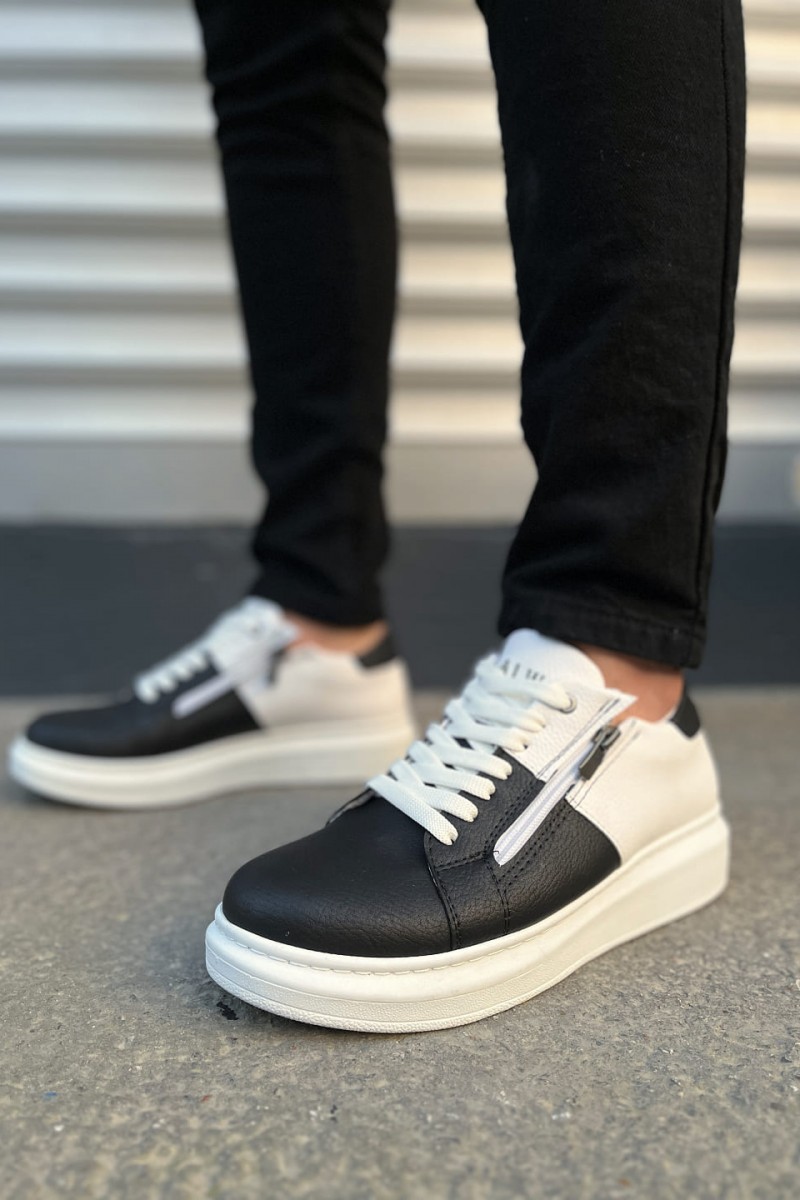 JY155 Warrior Bağcıklı ve Fermuarlı Cilt Erkek Günlük Sneaker Ayakkabı CBT - Beyaz/Siyah JY155 Warrior Bağcıklı ve Fermuarlı Cilt Erkek Günlük Sneaker Ayakkabı CBT - Beyaz/Siyah