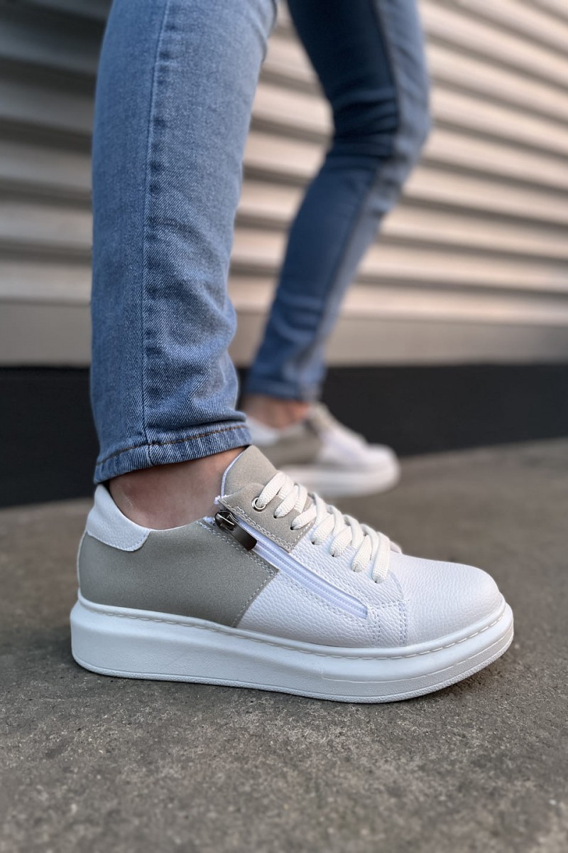 JY155 Warrior Bağcıklı ve Fermuarlı Cilt Süet Erkek Günlük Sneaker Ayakkabı CSBT - Beyaz/Gri JY155 Warrior Bağcıklı ve Fermuarlı Cilt Süet Erkek Günlük Sneaker Ayakkabı CSBT - Beyaz/Gri