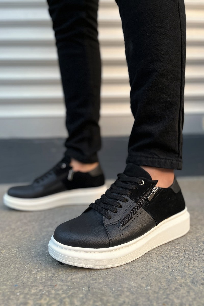 JY155 Warrior Bağcıklı ve Fermuarlı Cilt Süet Erkek Günlük Sneaker Ayakkabı CSBT - Siyah JY155 Warrior Bağcıklı ve Fermuarlı Cilt Süet Erkek Günlük Sneaker Ayakkabı CSBT - Siyah