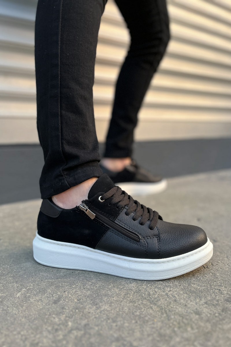JY155 Warrior Bağcıklı ve Fermuarlı Cilt Süet Erkek Günlük Sneaker Ayakkabı CSBT - Siyah JY155 Warrior Bağcıklı ve Fermuarlı Cilt Süet Erkek Günlük Sneaker Ayakkabı CSBT - Siyah