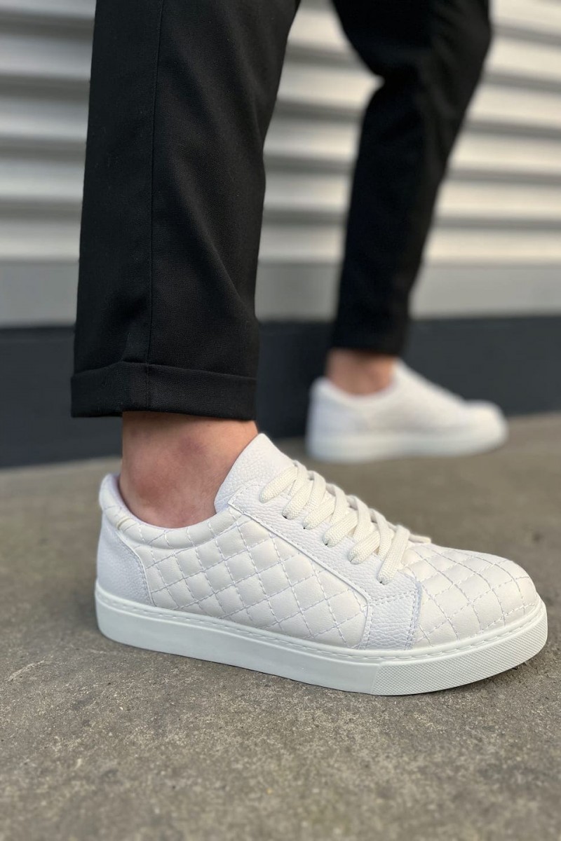 JY166 Prestige Bağcıklı Cilt Kapitone Desenli Erkek Günlük Sneaker Ayakkabı CBT - Beyaz JY166 Prestige Bağcıklı Cilt Kapitone Desenli Erkek Günlük Sneaker Ayakkabı CBT - Beyaz