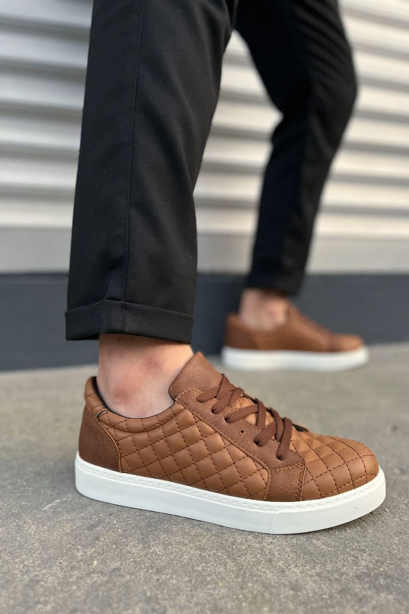 JY166 Prestige Bağcıklı Cilt Kapitone Desenli Erkek Günlük Sneaker Ayakkabı CBT - Taba JY166 Prestige Bağcıklı Cilt Kapitone Desenli Erkek Günlük Sneaker Ayakkabı CBT - Taba