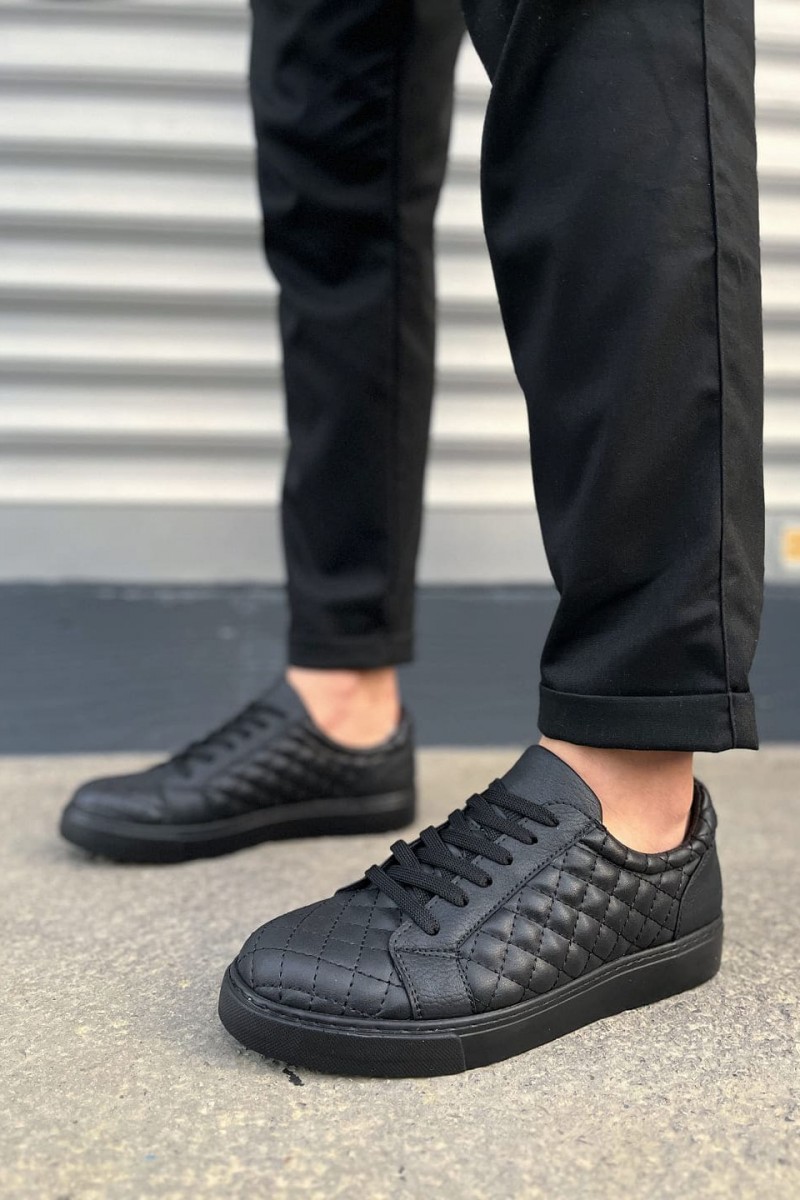 JY166 Prestige Bağcıklı Cilt Kapitone Desenli Erkek Günlük Sneaker Ayakkabı CST - Siyah JY166 Prestige Bağcıklı Cilt Kapitone Desenli Erkek Günlük Sneaker Ayakkabı CST - Siyah