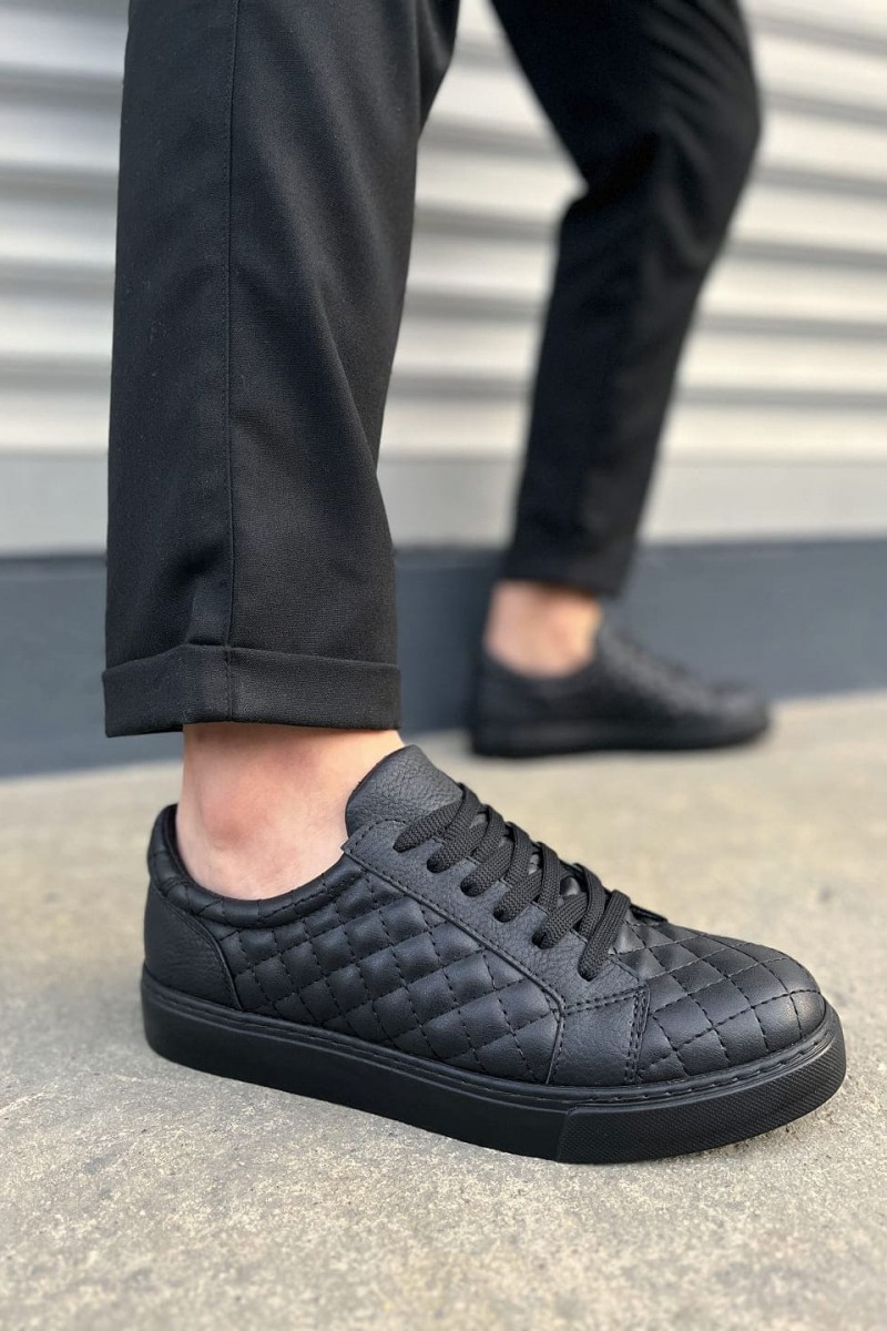 JY166 Prestige Bağcıklı Cilt Kapitone Desenli Erkek Günlük Sneaker Ayakkabı CST - Siyah JY166 Prestige Bağcıklı Cilt Kapitone Desenli Erkek Günlük Sneaker Ayakkabı CST - Siyah