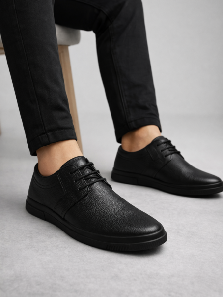 JY1916 Soles Bağcıklı Hakiki Deri Erkek Günlük Klasik Ayakkabı DST - Siyah JY1916 Soles Bağcıklı Hakiki Deri Erkek Günlük Klasik Ayakkabı DST - Siyah