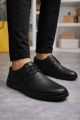 JY1916 Soles Bağcıklı Hakiki Deri Erkek Günlük Klasik Ayakkabı DST - Siyah - XML Bayilik ve Dropshipping