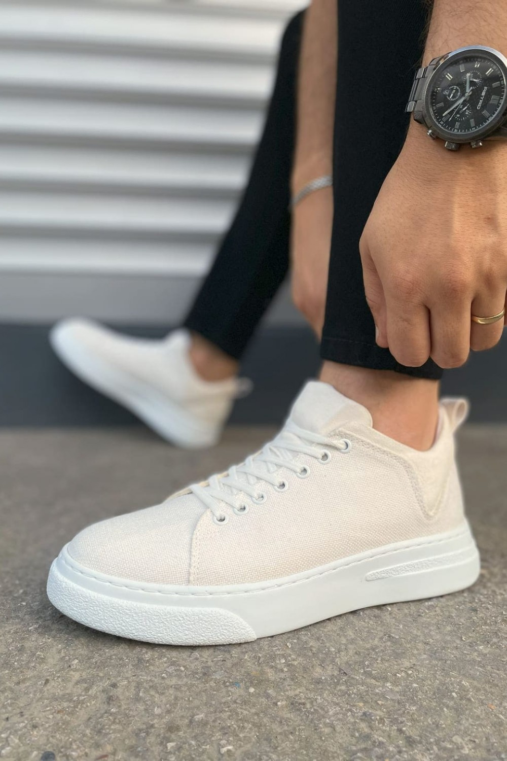 JY204 Flex Bağcıklı Keten Kumaş Erkek Günlük Sneaker Ayakkabı KBT - Beyaz JY204 Flex Bağcıklı Keten Kumaş Erkek Günlük Sneaker Ayakkabı KBT - Beyaz