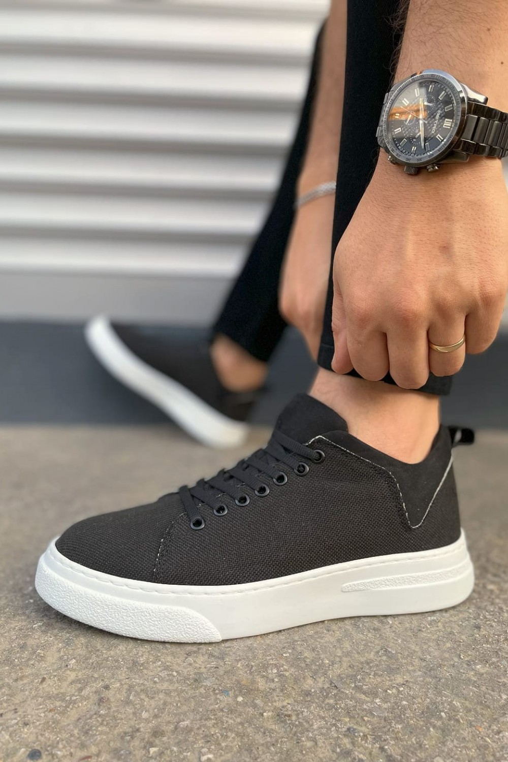 JY204 Flex Bağcıklı Keten Kumaş Erkek Günlük Sneaker Ayakkabı KBT - Siyah JY204 Flex Bağcıklı Keten Kumaş Erkek Günlük Sneaker Ayakkabı KBT - Siyah