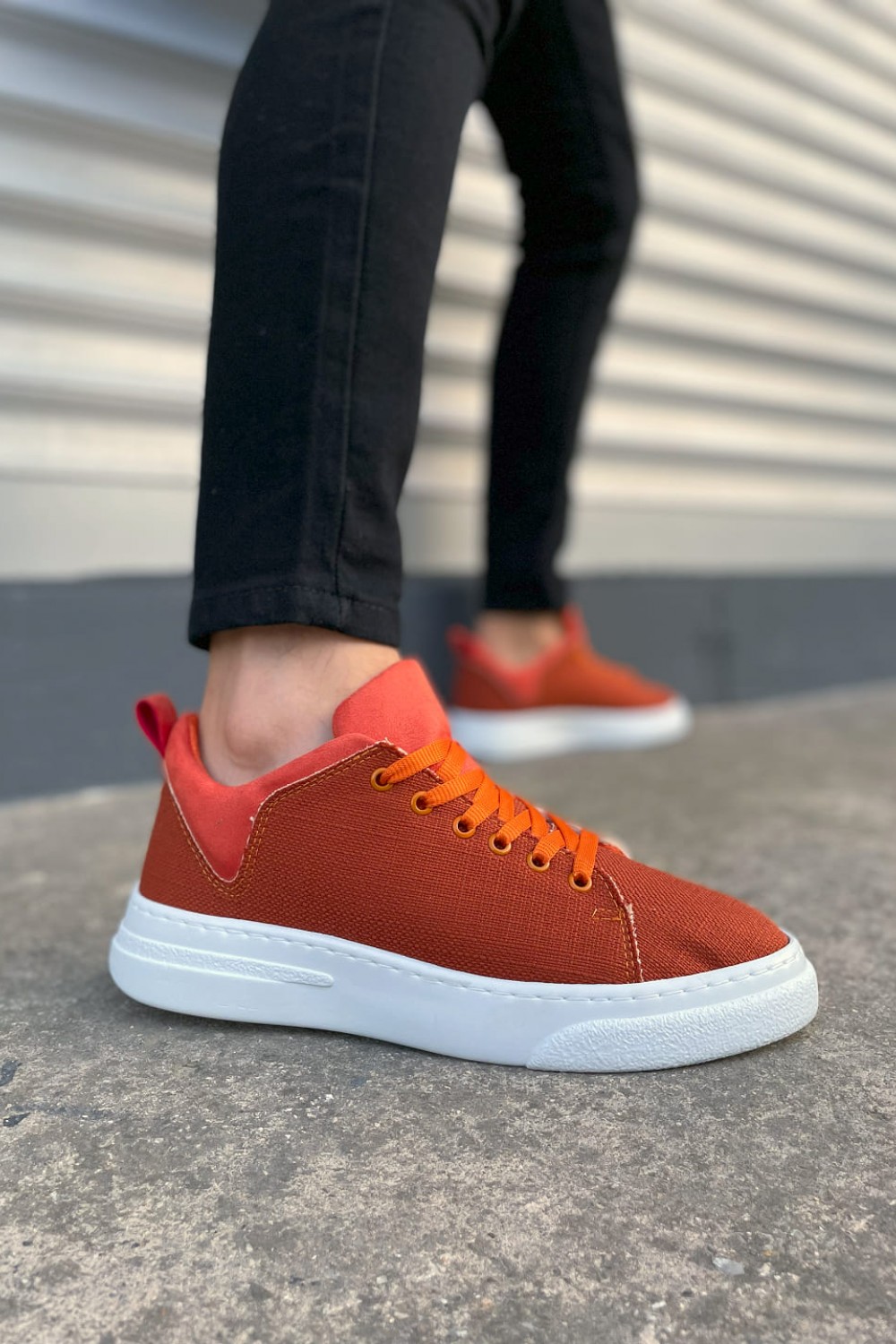 JY204 Flex Bağcıklı Keten Kumaş Erkek Günlük Sneaker Ayakkabı KBT - Turuncu JY204 Flex Bağcıklı Keten Kumaş Erkek Günlük Sneaker Ayakkabı KBT - Turuncu