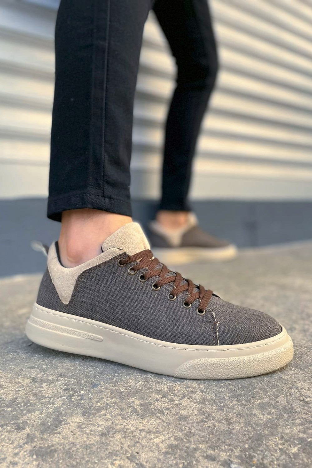 JY204 Flex Bağcıklı Keten Kumaş Erkek Günlük Sneaker Ayakkabı KKT - Kahverengi/Krem JY204 Flex Bağcıklı Keten Kumaş Erkek Günlük Sneaker Ayakkabı KKT - Kahverengi/Krem